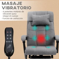 Vinsetto Conjunto de 1 Silla de Masaje Reclinable con 6 Puntos de Masaje y 1 Alfombra Protectora de Suelo Gris y Transparente(m-7)