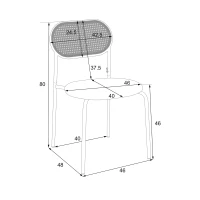 Set di 4 Sedie Sala da Pranzo Moderne in Rattan con Struttura in Metallo, 60x50x48 cm, Marrone(m-3)