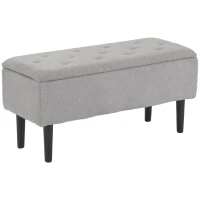 HOMCOM Ławka do Siedzenia z Przestrzenią do Przechowywania, do 120kg, Wygląd Aksamitu, 95x38x45cm, Szara(m-1)