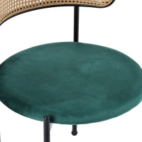 Set de 4 Sillas de Comedor de Terciopelo con Patas de Metal y Respaldo de Rejilla 45x40x75 cm Verde(m-4)