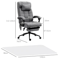 Vinsetto Conjunto de 1 Silla de Masaje Reclinable con 6 Puntos de Masaje y 1 Alfombra Protectora de Suelo Gris y Transparente(m-3)