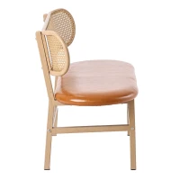 Panca da pranzo in Rattan da 2 Posti con Schienale Ovale e Seduta Imbottita, 143x51x22 cm, Marrone(m-9)