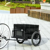 HOMCOM 65L Steel Frame Bike Trailer Storage Box - Black(m-10)