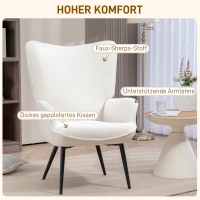 HOMCOM Gestoffeerde stoel, modern design, 71x77x102cm, Crèmewit(m-4)