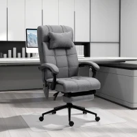 Vinsetto Conjunto de Escritório Inclui 1 Cadeira de Massagem Reclinável 66x76x112-120 cm e 1 Tapete Protetor 90x120 cm Cinza e Transparente(m-2)