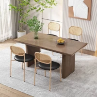 Juego de 4 Sillas de Comedor Modernas de Ratán con Estructura de Metal 46x48x80 cm Negro y Natural(m-5)