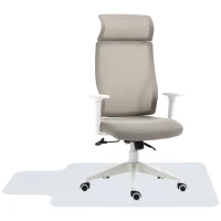 Vinsetto Conjunto de Cadeira de Escritório Reclinável com Rodas e Altura Ajustável 64x61x120,9-128,9 cm e Tapete Protetor Cinza e Transparente(m-8)