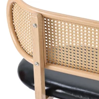 Panca da pranzo Moderna in Rattan da 2 Posti, Design Ergonomico, 143x51x22 cm, Nero+Marrone(m-7)