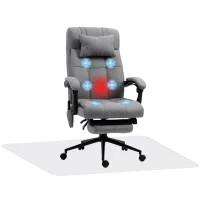 Vinsetto Conjunto de Escritório Inclui 1 Cadeira de Massagem Reclinável 66x76x112-120 cm e 1 Tapete Protetor 90x120 cm Cinza e Transparente(m-1)