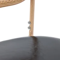 Juego de 4 Sillas de Comedor Modernas de Ratán con Estructura de Metal 46x48x80 cm Negro y Natural(m-8)