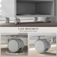 HOMCOM Three-Compartment Printer Cabinet, with Wheels - White(m-5)