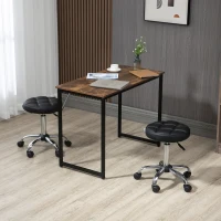 HOMCOM Draaikruk, Salonkruk, in Hoogte Verstelbaar, Kunstleer, Gestikt Ontwerp, Zwart/Zilver(m-2)