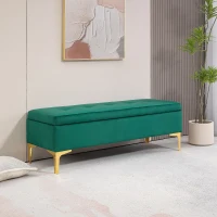 HOMCOM Ławka z Miejsce do Przechowywania, Nośność do 120kg, 120x44x44,5cm, Zielona(m-9)