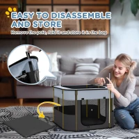 PawHut Foldable Dog Pen with Storage Bag for Indoor/Outdoor Use, Portable Pet playpen, with Ground Stakes - Grey(m-6)