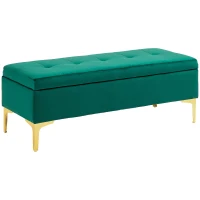 HOMCOM Ławka z Miejsce do Przechowywania, Nośność do 120kg, 120x44x44,5cm, Zielona(m-10)