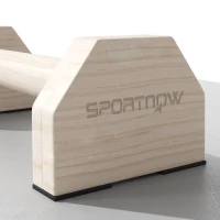 SPORTNOW Uchwyty do Pompowania w Zestawie 2 szt., wytrzymałe & antypoślizgowe, do 120 kg, Drewno Bukowe, 30x13x10cm, Naturalne(m-9)