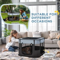 PawHut Foldable Dog Pen with Storage Bag for Indoor/Outdoor Use, Portable Pet playpen, with Ground Stakes - Grey(m-7)