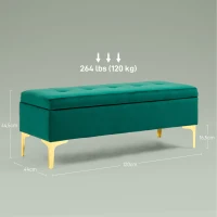 HOMCOM Ławka z Miejsce do Przechowywania, Nośność do 120kg, 120x44x44,5cm, Zielona(m-3)