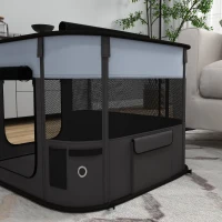 PawHut Foldable Dog Pen with Storage Bag for Indoor/Outdoor Use, Portable Pet playpen, with Ground Stakes - Grey(m-9)