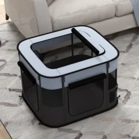 PawHut Foldable Dog Pen with Storage Bag for Indoor/Outdoor Use, Portable Pet playpen, with Ground Stakes - Grey(m-8)