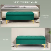 HOMCOM Ławka z Miejsce do Przechowywania, Nośność do 120kg, 120x44x44,5cm, Zielona(m-6)