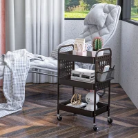 HOMCOM Keukentrolley met 3 planken, 4 wielen, 53,5 cm x 30,5 cm x 75 cm, Zwart(m-7)