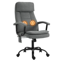 Vinsetto Office Chair, Linen Fabric Desk Chair with 2 Point Massage in Lumbar, Adjustable Height, Rolling Wheels, Grey(m-11)
