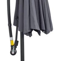 Outsunny 3(m) Garden Parasol Sun Shade Patio Banana Hanging Umbrella Cantilever with Crank Handle and Cross Base Grey(m-7)