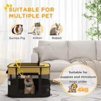 PawHut Foldable Dog Pen with Storage Bag for Indoor/Outdoor Use, Portable Pet playpen, with Ground Stakes - Yellow(m-4)