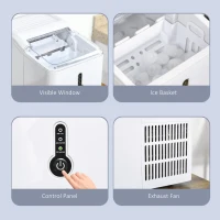 HOMCOM Ice Maker Machine, 1.5L Countertop Ice Cube Maker with Self-Cleaning, 9 Cubes Ready in 8 Mins, 12kg in 24 Hrs, No Plumbing with Basket, White(m-5)
