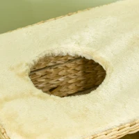 PawHut Albero Tiragraffi per Gatti con Casetta, Trespolo e Pallina, in Legno e Poliestere, 60x40x95 cm, Marrone e Beige(m-7)