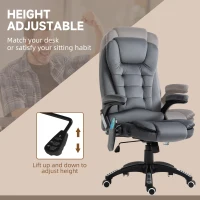 Vinsetto Massage Recliner Chair Heated Office Chair with Six Massage Points Velvet-Feel Fabric 360° Swivel Wheels Grey(m-5)