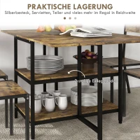 HOMCOM Opvouwbare eettafel, industriële stijl, 140 cm x 80 cm x 75 cm, bruin + zwart(m-5)