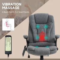 Vinsetto Massage Recliner Chair Heated Office Chair with Six Massage Points Linen-Feel Fabric 360° Swivel Wheels Grey(m-4)