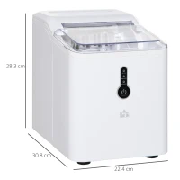 HOMCOM Ice Maker Machine, 1.5L Countertop Ice Cube Maker with Self-Cleaning, 9 Cubes Ready in 8 Mins, 12kg in 24 Hrs, No Plumbing with Basket, White(m-3)
