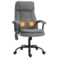 Vinsetto Office Chair, Linen Fabric Desk Chair with 2 Point Massage in Lumbar, Adjustable Height, Rolling Wheels, Grey(m-1)
