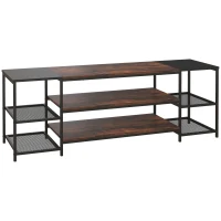 HOMCOM TV Unit Cabinet for TVs up to 60 Inches, Industrial TV Stand with Storage Shelves for Living Room, Brown and Black(m-1)