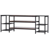 HOMCOM TV Unit Cabinet for TVs up to 60 Inches, Industrial TV Stand with Storage Shelves for Living Room, Brown and Black(m-11)
