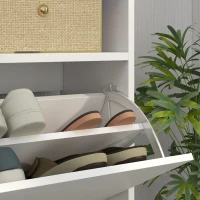 HOMCOM 16 Shoe Pair Storage Cabinet, with Flip Doors - High Gloss White(m-8)