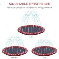 PawHut 150cm Splash Pad Sprinkler for Pets Dog Bath Pool Water Game Mat Toy Non-slip Outdoor Backyard Red(m-6)