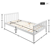 3ft Wooden Small Single Bed with Headboard and Footboard, Durable Construction, 190x90 cm, White(m-3)