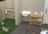 MONGARDI Lavandino pilozzo a muro con dipenser - da esterno 60x40x25(m-3)