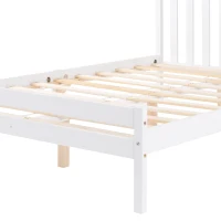 4ft6 Double Bed with Storage of 21cm Space, Premium Pine Wood Construction, Enhancing Longevity - White(m-7)