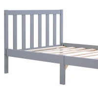 3ft Single Bed Frame with Headboard, Footboard, Wood Slat Support, Easy Assembly, Daybed for Teenagers, Adults, 196x94x77 cm, Grey(m-5)