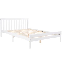 4ft6 Double Bed with Storage of 21cm Space, Premium Pine Wood Construction, Enhancing Longevity - White(m-2)
