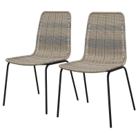 HOMCOM Set din 2 Scaune de Sufragerie, Scaune de Bucătărie, Stil Boem cu Spătar Jos, Picioare din Oțel, 48x55x85 cm, Galben(m-1)