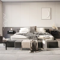 HOMCOM Set de Noptiere Suspendate de 2 Noptiere de Perete cu Sertar de Depozitare pentru Dormitor, Negru(m-11)