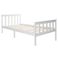 3ft Wooden Small Single Bed with Headboard and Footboard, Durable Construction, 190x90 cm, White(m-2)