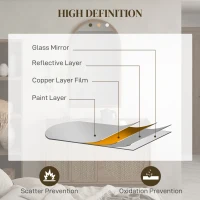 HOMCOM 110 x 65cm Wooden Arched Mirror - Natural Finish(m-5)