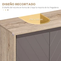 HOMCOM Conjunto de 1 Mueble para Debajo del Lavabo 1 Armario de Baño con Espejo y 1 Columna de Baño Roble y Gris(m-4)